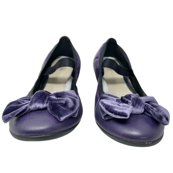 Clarks Purple Leather Ballet Bow Mary Jane Flats Size UK 4/ EU 36/ US 5.5 - Picture 4 of 11